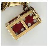 Gold Charm Bracelet with Assorted Vintage Charms and Enamel Accents including 14K and 10K