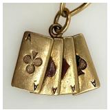 Gold Charm Bracelet with Assorted Vintage Charms and Enamel Accents including 14K and 10K