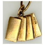 Gold Charm Bracelet with Assorted Vintage Charms and Enamel Accents including 14K and 10K