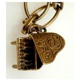 Gold Charm Bracelet with Assorted Vintage Charms and Enamel Accents including 14K and 10K