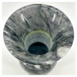 Carved Gray Marble Vase with Asian Motifs