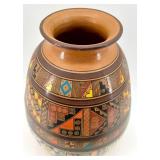 HandcraftedÂ UkrainianÂ Pottery Vase with Colorful Geometric Patterns
