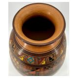HandcraftedÂ UkrainianÂ Pottery Vase with Colorful Geometric Patterns