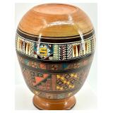 HandcraftedÂ UkrainianÂ Pottery Vase with Colorful Geometric Patterns