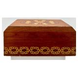 Wooden Inlaid Ukrainian Jewelry Box with Removable Tray and Floral Design