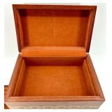 Wooden Inlaid Ukrainian Jewelry Box with Removable Tray and Floral Design