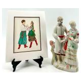 Ukrainian Couple Porcelain Figurine and Alexandra Polujan Art Print