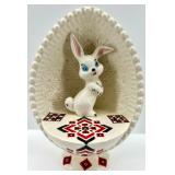 Set of 2 Ukrainian Ceramic Egg Shelves with Bunny and Prayer Motif