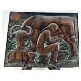 Vintage Copper Relief Wall Art of Milking Scene