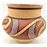 Hand-Painted Ukrainian Ceramic Pot with Abstract Design