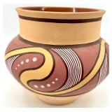 Hand-Painted Ukrainian Ceramic Pot with Abstract Design