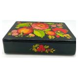 Hand-Painted Floral Russian Lacquer Box