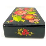 Hand-Painted Floral Russian Lacquer Box