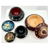 Set of 3 Vintage Hand-Painted Wooden Trinket Boxes USSR