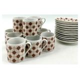 Vintage Made in China Porcelain Espresso Cup and Saucer Set, 12 Cups & 12 Saucers