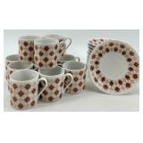 Vintage Made in China Porcelain Espresso Cup and Saucer Set, 12 Cups & 12 Saucers