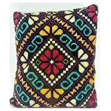 Set of 5 Handwoven Decorative Throw Pillows with Embroidered Folk Patterns