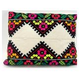 Set of 5 Handwoven Decorative Throw Pillows with Embroidered Folk Patterns
