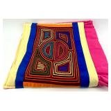 Pair of Lainmakers Handmade Quilt / Pillow with Colorful Bird and Geometric Designs