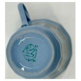 Vintage Korosten China Set of 6 Blue Teacups with Saucers, Gold Trim