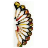 Collection of 11 Russian Hand-Painted Wooden Spoons Khokhloma Style