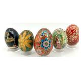 Set of 5 Hand-Painted Ukrainian Pysanky Goose Eggs