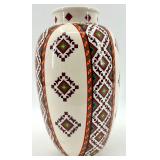 Ukrainian Ceramic Vase with Multicolor Geometric Pattern