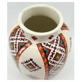Ukrainian Ceramic Vase with Multicolor Geometric Pattern