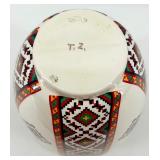 Ukrainian Ceramic Vase with Multicolor Geometric Pattern