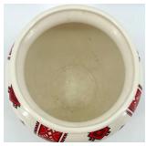Decorative Ukrainian Ceramic Vase with Red Geometric Folk Art Pattern