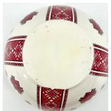 Decorative Ukrainian Ceramic Vase with Red Geometric Folk Art Pattern