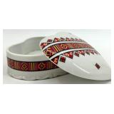 Set of 3 Enesco Decorative Porcelain Kitchenware Pieces with Folk Pattern