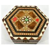Set of 2 Spanish Marquetry Trinket Boxes with Geometric Inlay