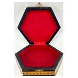 Set of 2 Spanish Marquetry Trinket Boxes with Geometric Inlay