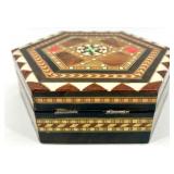 Set of 2 Spanish Marquetry Trinket Boxes with Geometric Inlay