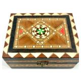 Set of 2 Spanish Marquetry Trinket Boxes with Geometric Inlay