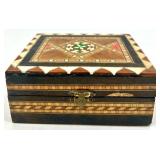 Set of 2 Spanish Marquetry Trinket Boxes with Geometric Inlay