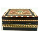 Set of 2 Spanish Marquetry Trinket Boxes with Geometric Inlay