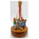 Thorens Swiss Wood Maypole Music Box with Dancing Figures