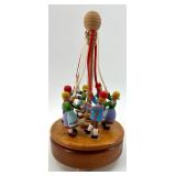 Thorens Swiss Wood Maypole Music Box with Dancing Figures