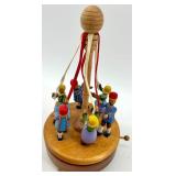 Thorens Swiss Wood Maypole Music Box with Dancing Figures