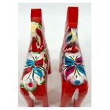 Set of 2 Swedish Dala Horse Hand-Painted Wooden Figurines
