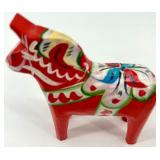 Set of 2 Swedish Dala Horse Hand-Painted Wooden Figurines