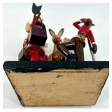 Chinese Folk Art Handcrafted Wooden Figurine Set on Base