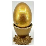 Hand-Painted Religious Icon Plaque and Decorative Egg with Stand