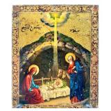 Vintage Russian Religious Icon and Painted Saint Nicholas Egg Set