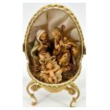 Set of 3 Decorative Porcelain Egg Trinket Boxes with Stands and Painted Designs