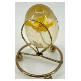 Set of 5 Decorative Eggs with Brass Stands and Pedestal including Stone Eggs