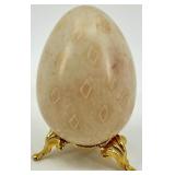 Set of 5 Decorative Eggs with Brass Stands and Pedestal including Stone Eggs