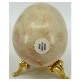 Set of 5 Decorative Eggs with Brass Stands and Pedestal including Stone Eggs